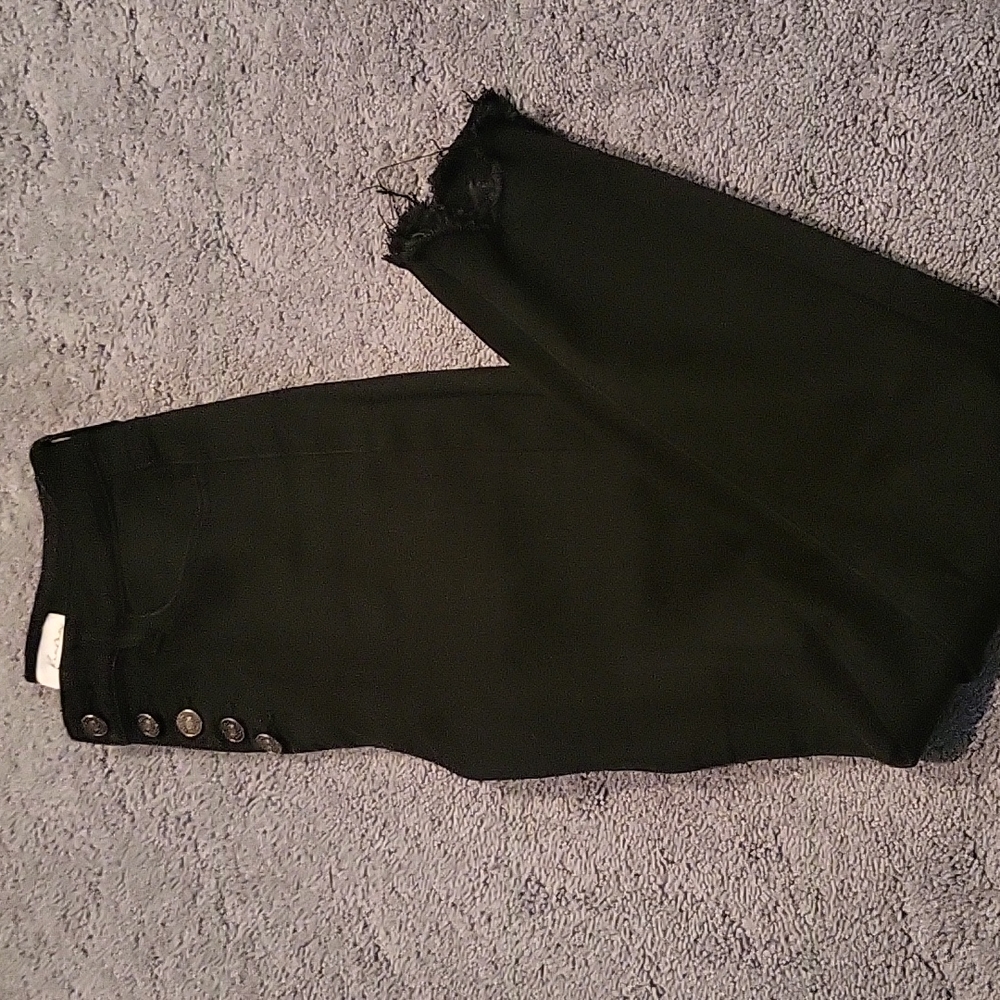 Kuncan Black Skinny Jeans. Button fly. No hem. Size 5/26.